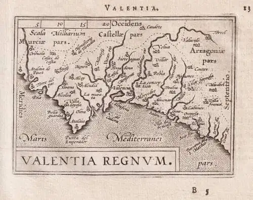Valentia / Valentia Regnum - Valencia / Espana Spain Spanien / Espagne mapa grabado / map Karte / Epitome du t