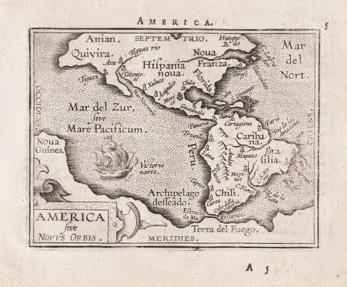 America sive Novus Orbus - America Amerika / continent Kontinent / map Karte / Epitome du theatre du monde / T