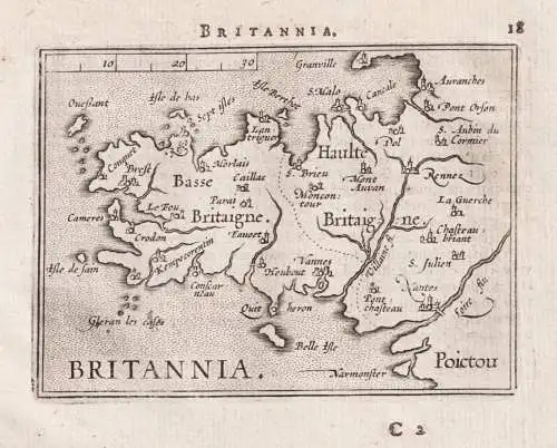 Britannia - Bretagne Brest Rennes Quimper France Frankreich / carte map Karte / Epitome du theatre du monde /