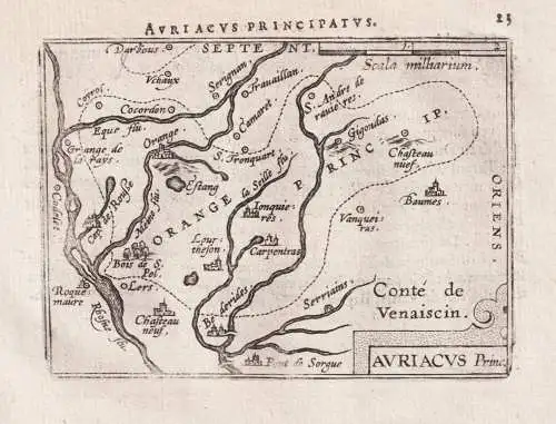 Auriacus Princip. - Orange Vaucluse Avignon / France Frankreich / carte map Karte / Epitome du theatre du mond