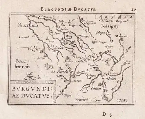 Burgundiae Ducatus - Bourgogne Burgundy Burgund Besancon / France Frankreich / carte map Karte / Epitome du th