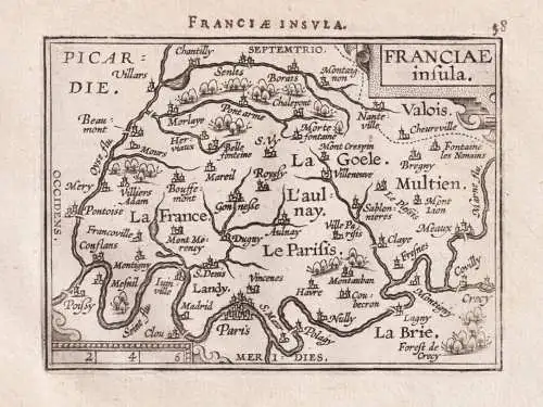 Franciae insula - Ile-de-France Paris / France Frankreich / carte map Karte / Epitome du theatre du monde / Th