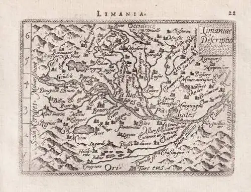 Limania / Limaniae Descriptio - Limagne Auvergne Puy et Dome Thiers Allier / France Frankreich / carte map Kar