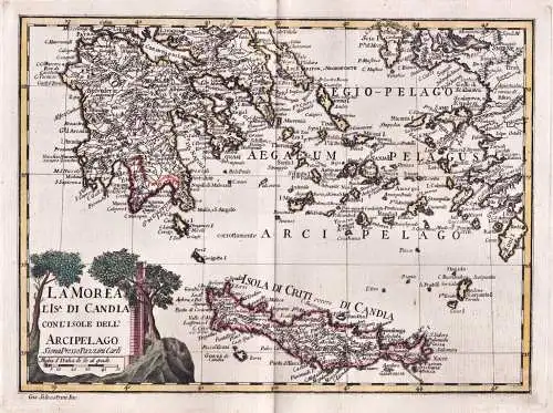 La Morea l' di Candia con l'Isole dell'Arcipelago - Morea Peloponnese Crete Kreta / island Insel Archipelago A