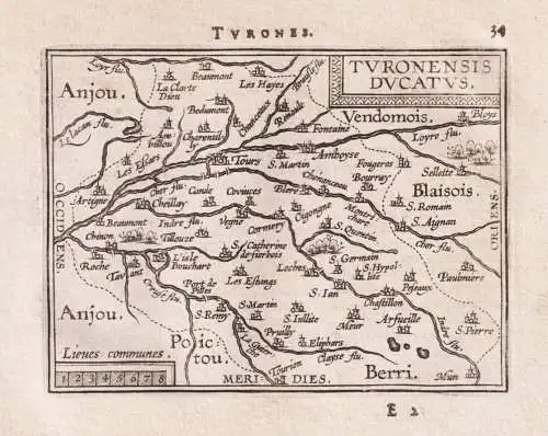 Turonensis Ducatus - Touraine Tours Indre-et-Loire / France Frankreich / carte map Karte / Epitome du theatre