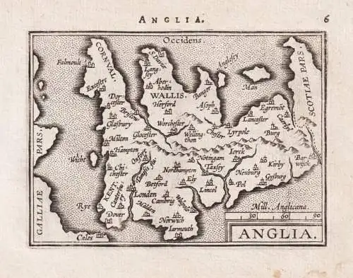 Anglia - England Wales UK Great Britain Großbritannien / map Karte / Epitome du theatre du monde / Theatro de