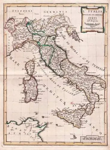 L'Italia divisa ne suoi Principali Stati dell'Arciprete - Italia Italy Italien Sizilia / Sardegna Corse Corsic