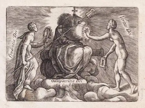 Prudentia Dei / Omnipotentia Dei / Veritas Dei -  Atlas Frontispiz Frontispiece / Epitome du theatre du monde