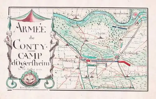 Armée de Conty. Camp d'Ogersheim le 26 Juillet 1745. - Oggersheim Mannheim Ludwigshafen Rhein Oppau Edigheim