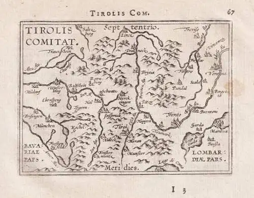 Tirolis Com. / Tirolis Comitat - Tirol Südtirol Tyrol / carte map Karte / Epitome du theatre du monde / Theat