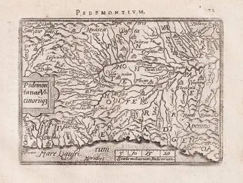 Pedemontium / Pedemontanae Vicinoruqs - Piemonte Piemont Torino Cuneo / Italia Italy Italien  / carte map Kart