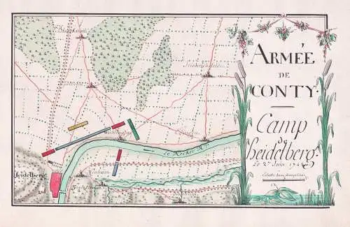 Armée de Conty. Camp Heidelberg le 20 Juni 1745. - Heidelberg Neckar Wieblingen Neuenheim Eppelheim Edingen P