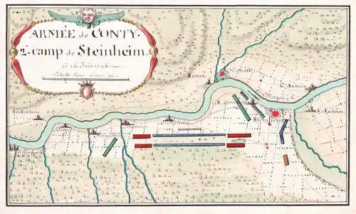 Armée de Conty. 2.e Camp de Steinheim le 25. Juin 1745. - Hanau Steinheim Main Auheim Mühlheim Dietesheim Ru
