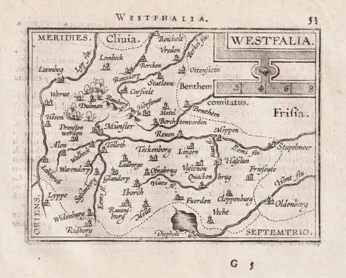 Westphalia / Westfalia - Westfalen Münster Hamm Meppen Lingen / carte map Karte / Epitome du theatre du monde