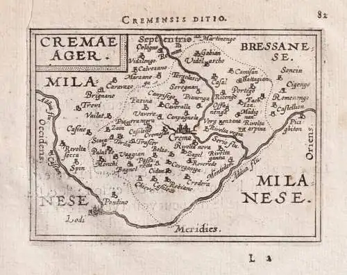 Cremensis Ditio / Cremae Ager - Crema Lombardia Lombardei / Italia Italy Italien / carte map Karte / Epitome d