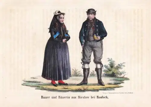 Bauer und Bäuerin aus Biestow bei Rostock - Rostock Biestow Tracht Trachten Mecklenburg-Vorpommern (Aus: Mekl