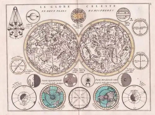 Le Globe Celeste - Himmelskarte Himmel Hemisphäre star chart Sternenkarte