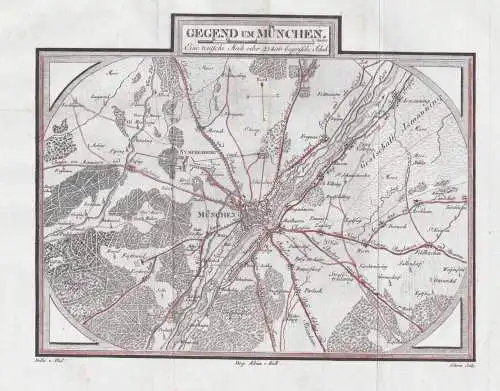 Gegend um München - München Umgebung Gegend Oberbayern / Stadtplan map Karte