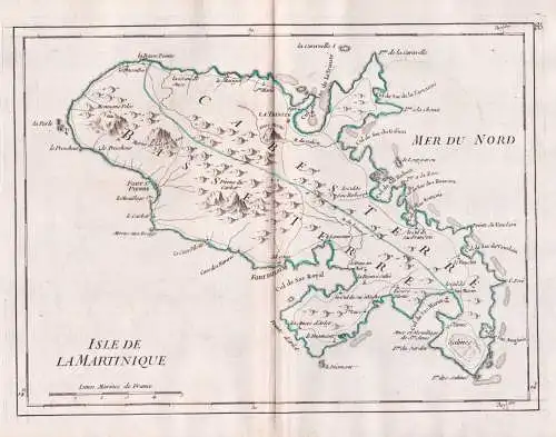 Isle de la Martinique - Martinique island Insel Lesser Antilles Antillen / Karte map Carte