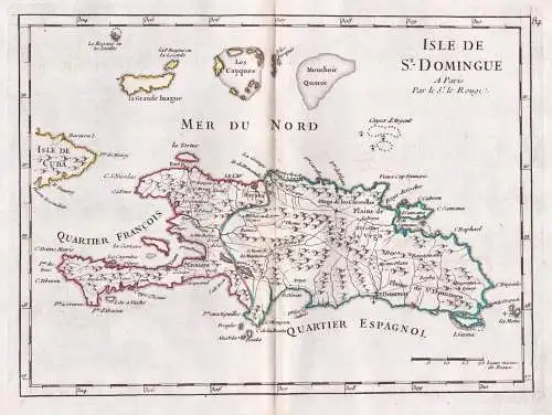 Isle de St. Domingue - Hispaniola Haiti Dominican Republic / Karte map