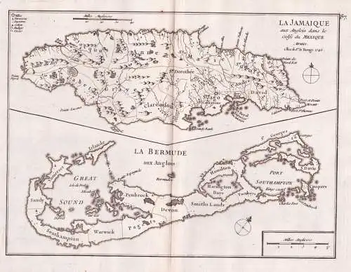 La Jamaique / La Bermude - Jamaica Jamaika / Bermudas Bermuda island / Karte map