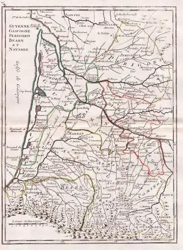 Guyenne Gascogne Perigord Bearn et Navarre - Saintes Bordeaux France Frankreich / carte Karte map