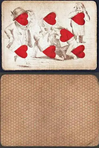 (Herz 7) - Hearts cœur / playing card carte a jouer Spielkarte cards cartes
