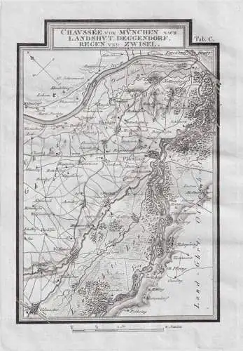 Chaussee von München nach Landshut Deggendorf Regen und Zwisel [Tab C] - Deggendorf Plattling Oberpöring Isa