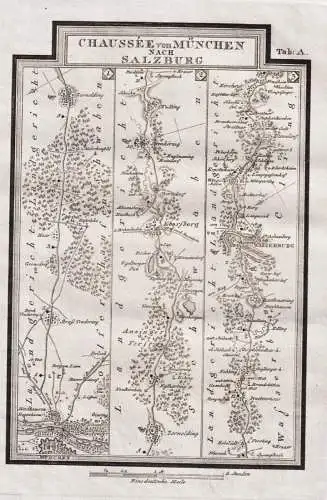 Chaussee von München nach Salzburg [Tab A] - München Zorneding Wasserburg am Inn Bayern / Karte map