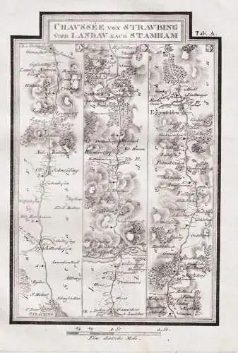 Chaussee von Straubing über Landau nach Stamham [Tab A] - Straubing Landau Simbach Eggenfelden / Karte map