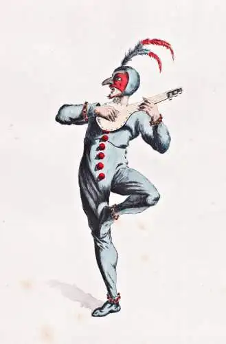 (Coviello) - mandolin Mandoline / Commedia dell'arte / Theater theatre / mask Maske maschera / costume costume