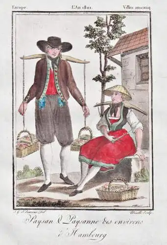 Paysan & Paysanne des environs d'Hambourg - Hamburg Bauern Tracht Trachten costume