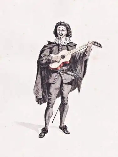 (Scaramouche / Scaramuz / Scaramuccia) - Gitarre guitar player / Commedia dell'arte / Theater theatre / mask M