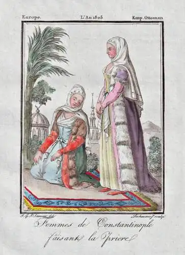 Femmes de Constantinople faisant la priere. - Constantinople women praying Muslim Istanbul Turkey Türkei Otto