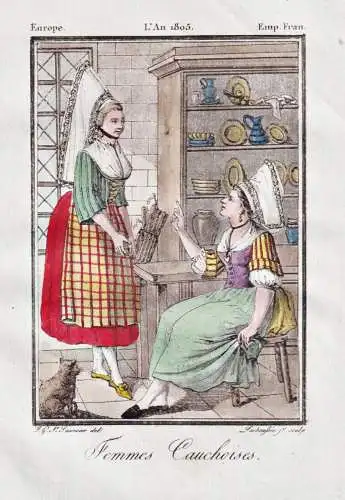 Femmes Cauchoises - Pays de Caux Normandie France / Tracht Trachten costume gravure