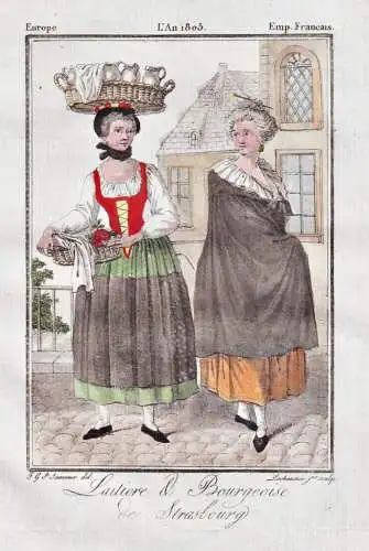 Laitiere & Bourgeoise de Strasbourg - Straßburg milkmaid milk sellers / France Frankreich / Tracht Trachten c