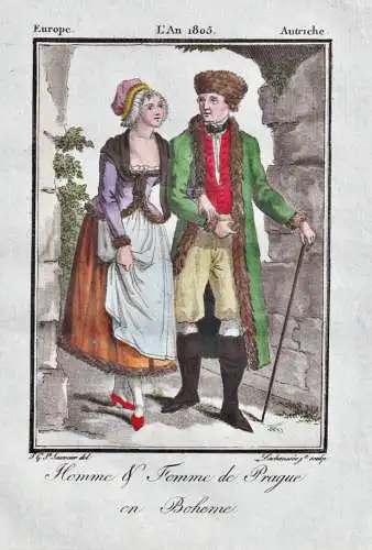 Homme & Femme de Prague en Boheme - Prag Prague Praha Czech Tracht Trachten costume