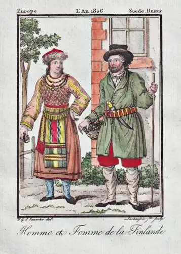 Homme et Femme de la Finlande. - Finland Suomi Tracht Trachten costume