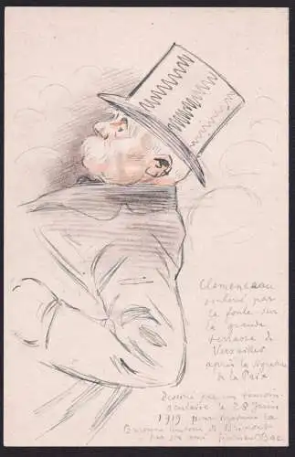 Clemenceau sonleve par la foule sur la grande terrasse de Versailles... - Georges Clemenceau (1841-1929) Frenc
