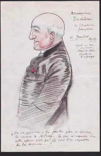 Moseigneur Duchesne de l'Academie Francaise - Louis Duchesne (1843-1922) French priest historian / Portrait /