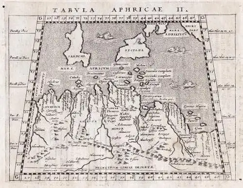 Tabula Aphricae II. - Africa Afrika Afrique Algeria Algerien Tunisia Tunesien / Sardegna Sizilia Sardinien Sar