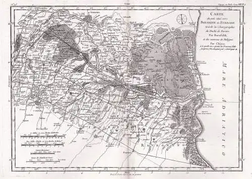 Carte du pais situe entre Bologne et Ferrare- Bologna Ferrara Ravenna map Karte Italy Italia Italien