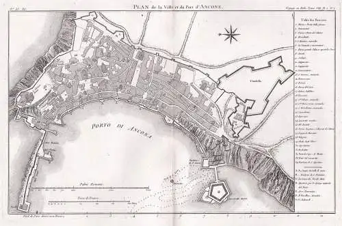 Plan de la Ville et du Port d'Ancone - Ancona Italia Italy Italien