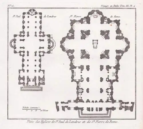 Plans des Eglises de St. Pauf de Londres et de St. Pierre de Rome - Roma London St. Pauls Cathedral St. Peter'