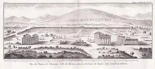 Vue des Ruines de l'Ancienne Ville de Paestum situee al 18 Lieues de Naples dans le Golfe de Salerne- Paestum