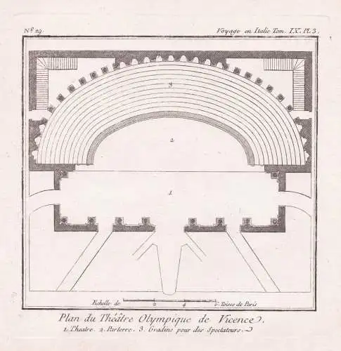 Plan du Theatre Olympique de Vicence-  Vicenza Teatro theater / Italy Italia Italien