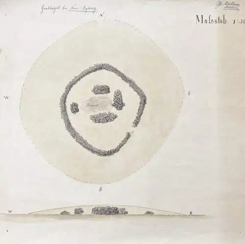 Grabhügel bei Neu-Egling - Neuegling Murnau am Staffelsee / Manuskript Plan / Grabhügel Bayern