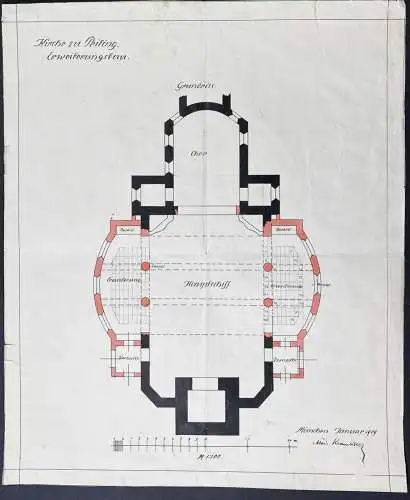 Kirche zu Peiting - Peiting Pfarrkirche St. Michael / Entwurf Plan