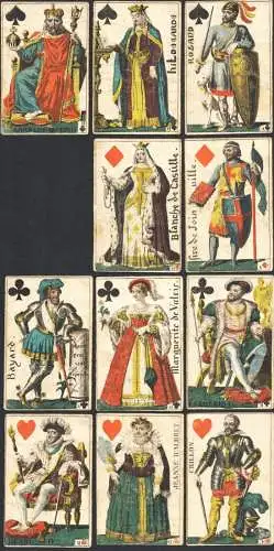 (Cartes Historiques - Dames de France) - playing cards Kartenspiel / Card game / Spielkarten / carte da gioco