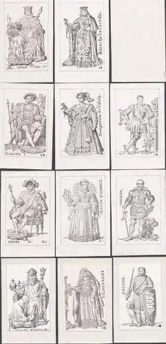 (Cartes Historiques; Dames de France) - playing cards Kartenspiel / Card game / Spielkarten / carte da gioco /